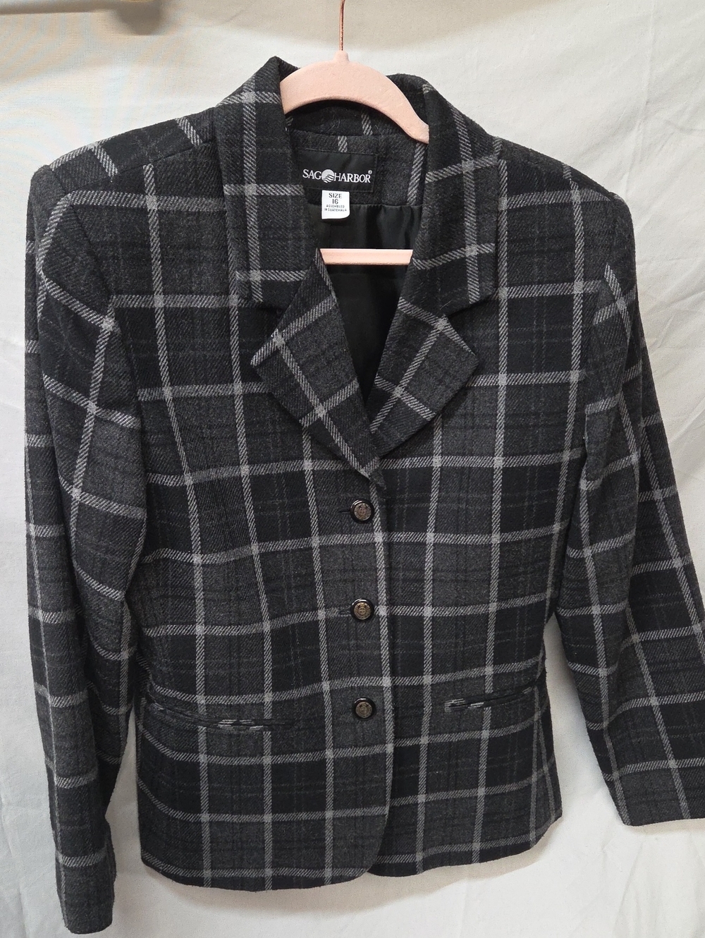 Sag Harbor Charcoal and Light Gray Plaid Blazer 16